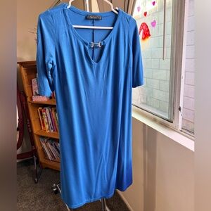 Twin-Set Vibrant Blue Keyhole Dress